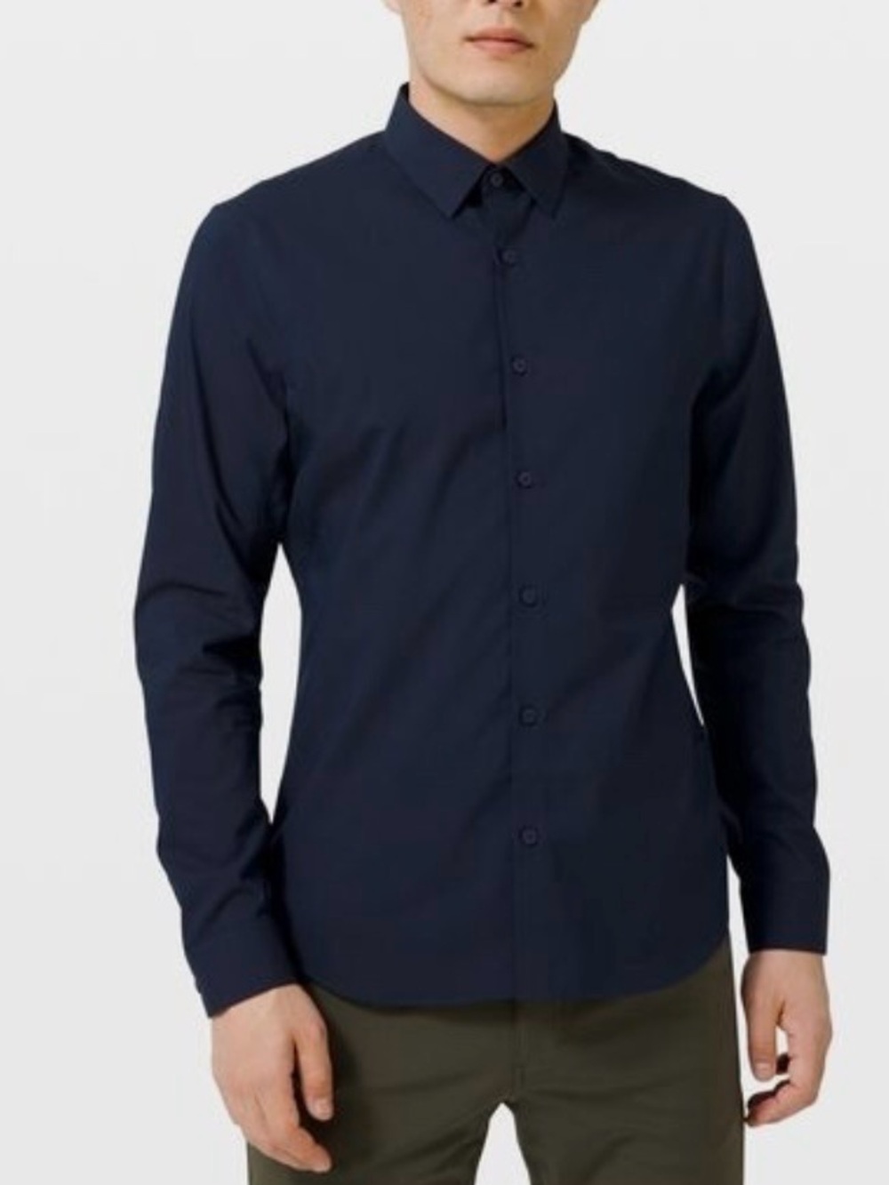 Lululemon One Thing At A Time Button Up Shirt Mens Size Medium Navy Blue